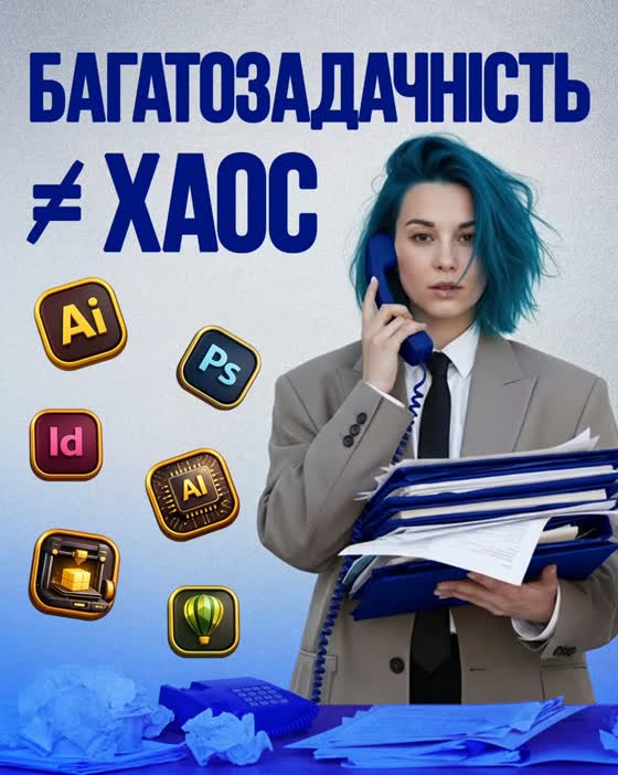 Карусель: синя графіка з великим заголовком